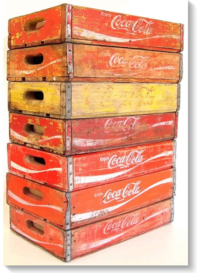 Atiq Coca Cola Boxes Wall Art multicolour 40x60cm - Image 1