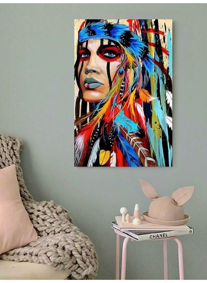 أتيك لوحة فنية تجريدية لفتاة هندية متعدد الألوان 40x60سم - Image 2