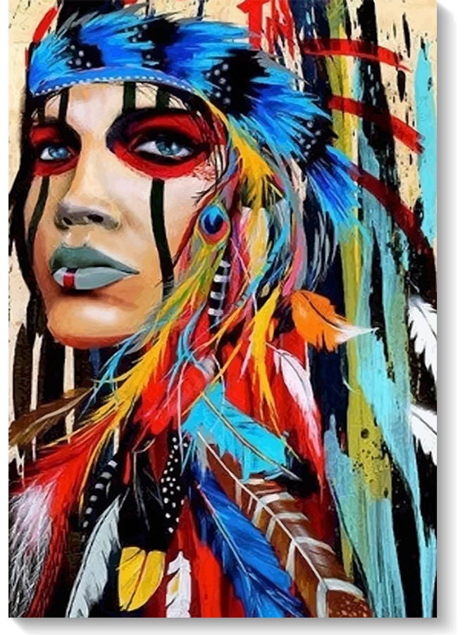 أتيك لوحة فنية تجريدية لفتاة هندية متعدد الألوان 40x60سم - Image 1