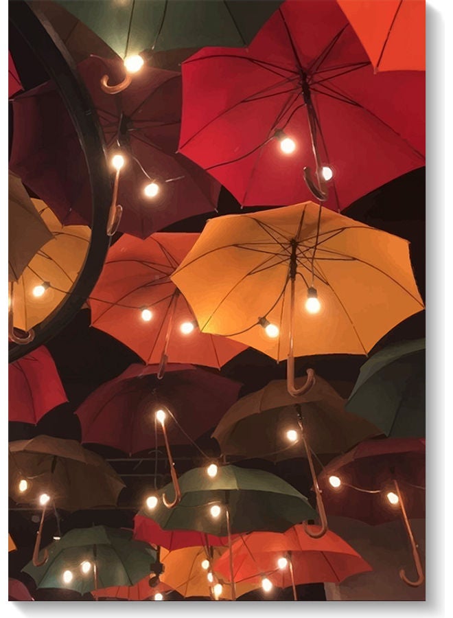 أتيك لوحة فنية تحت عنوان مظلات متعدد الألوان 40x60سم - Image 1