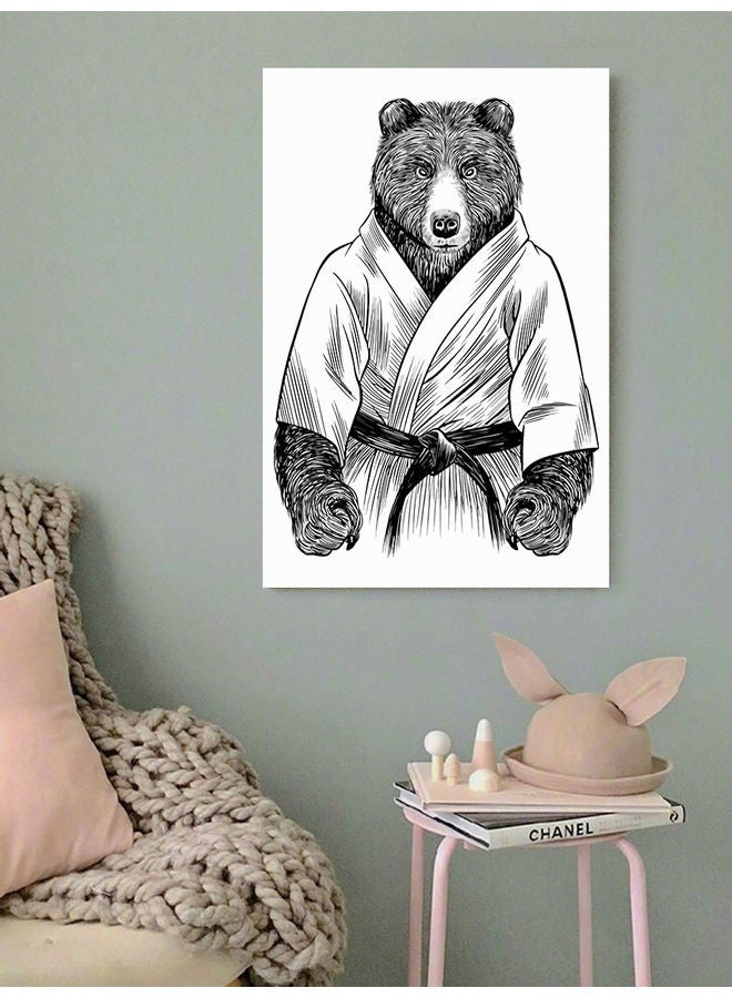 أتيك لوحة فنية بطبعة دب يلعب الكاراتية متعدد الألوان 40x60سم - Image 2