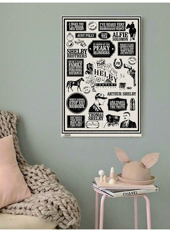 أتيك لوحة فنية بعنوان "Peaky Blinders Infograph" متعدد الألوان 40x60سم - Image 2