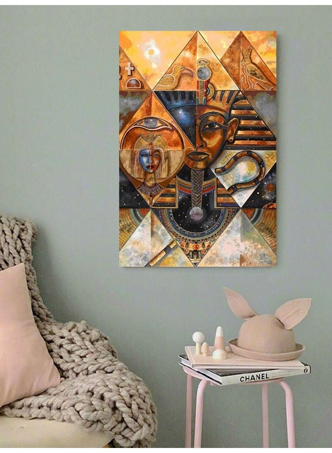 أتيك لوحة فنية لديكور الحائط بتصميم نقوش مصرية متعدد الألوان 40x60سم - Image 3