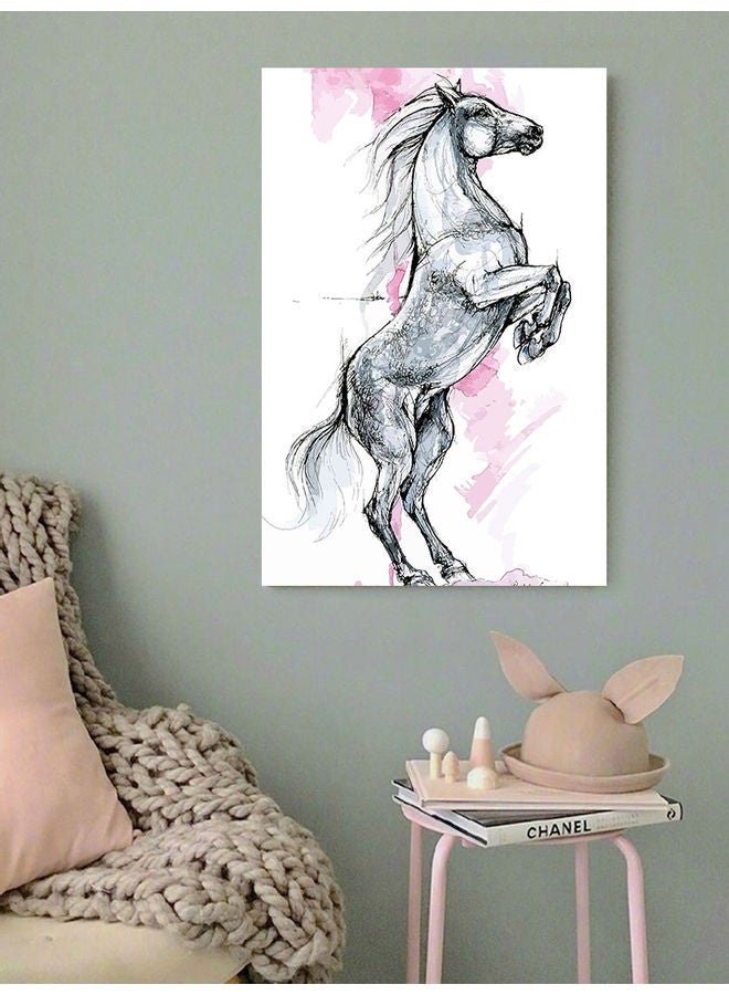 أتيك لوحة فنية بتصميم الحصان العربي متعدد الألوان 40x60سم - Image 2