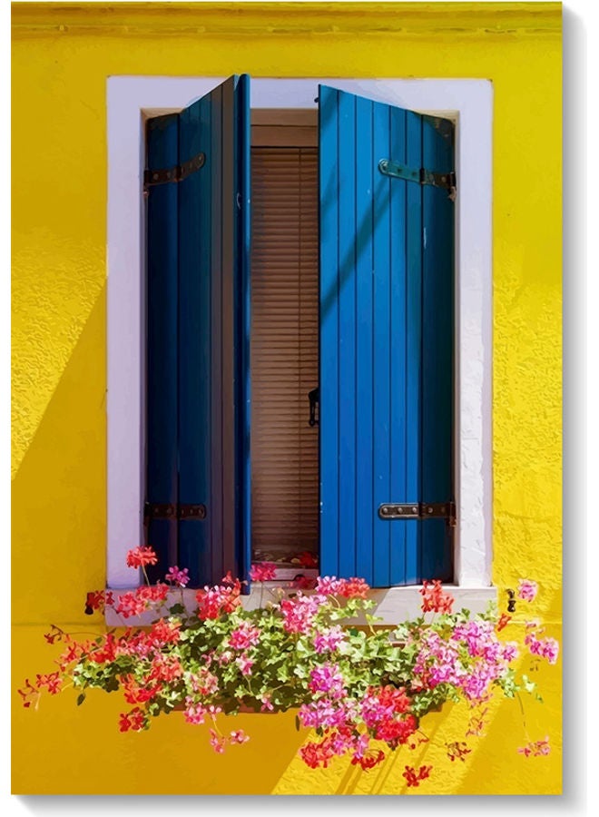 Atiq Window And Flowers Wall Art multicolour 40x60cm - Image 1