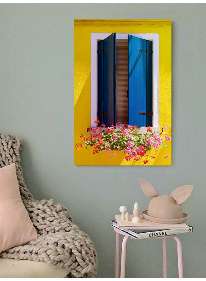 Atiq Window And Flowers Wall Art multicolour 40x60cm - Image 2