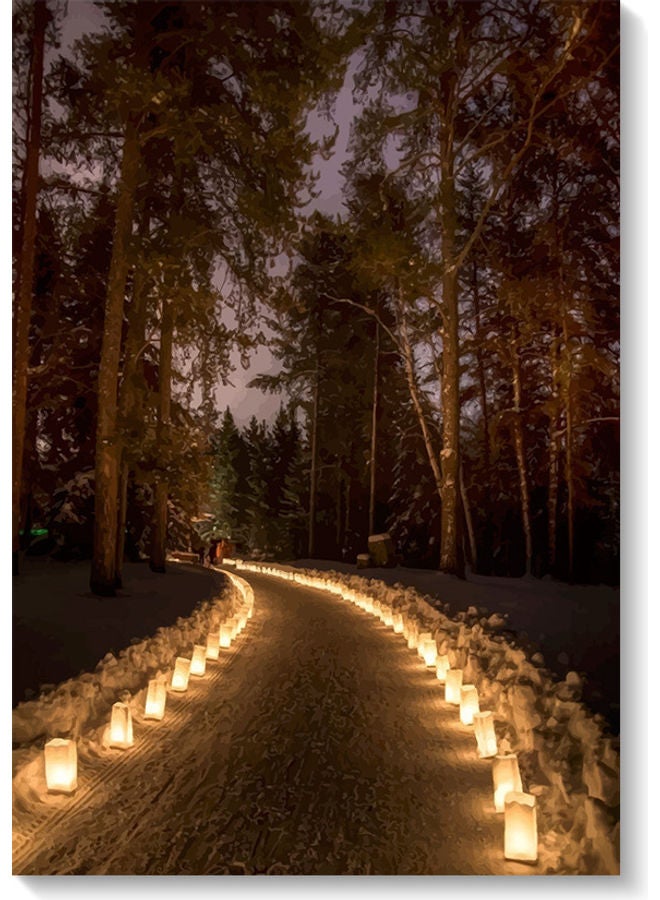 أتيك لوحة فنية جدارية تمثل طريقا وأضواء . متعدد الألوان 40x60سم - Image 1