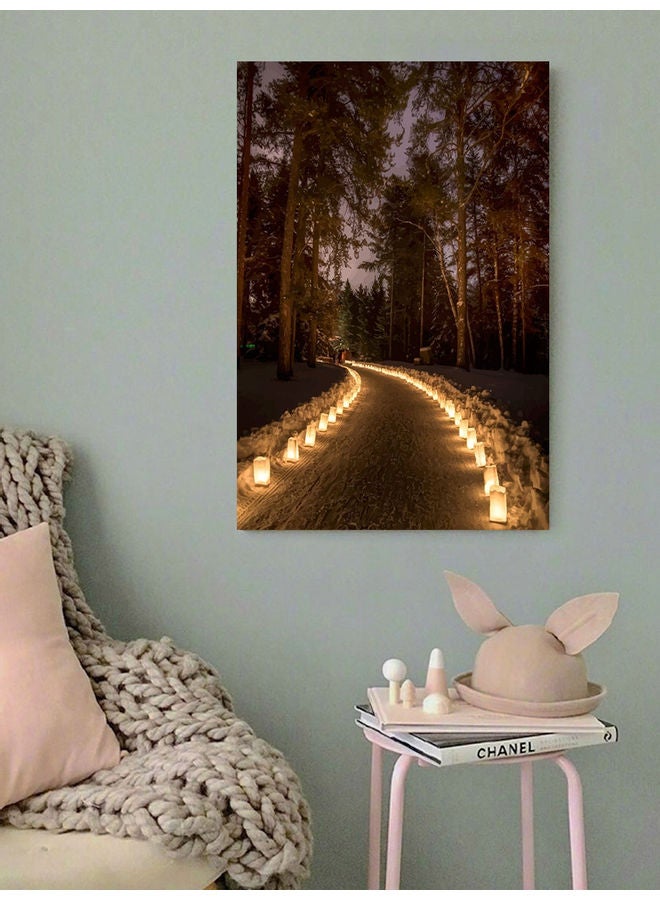 أتيك لوحة فنية جدارية تمثل طريقا وأضواء . متعدد الألوان 40x60سم - Image 2