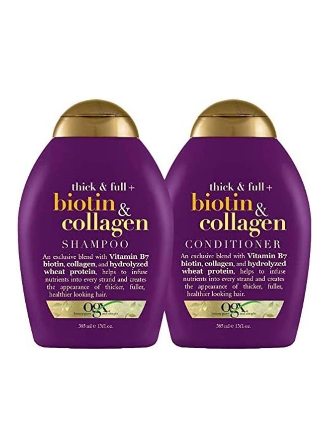 أو جي إكس مجموعة شامبو وبلسم بخلاصة البيوتين والكولاجين 2 x 385ملليلتر