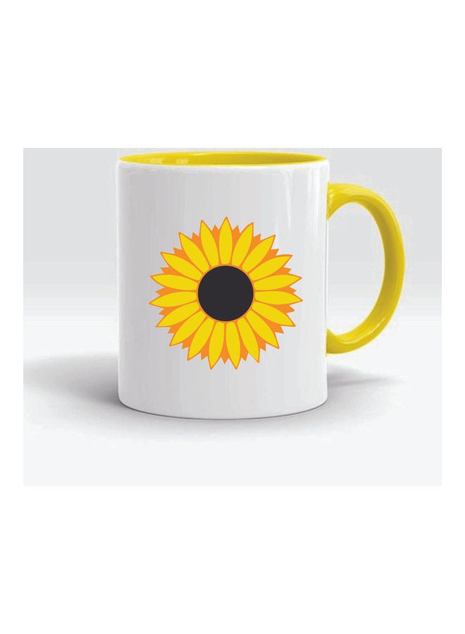 FBGenics Sunflower Printed Ceramic Mug Yellow And White - Image 1