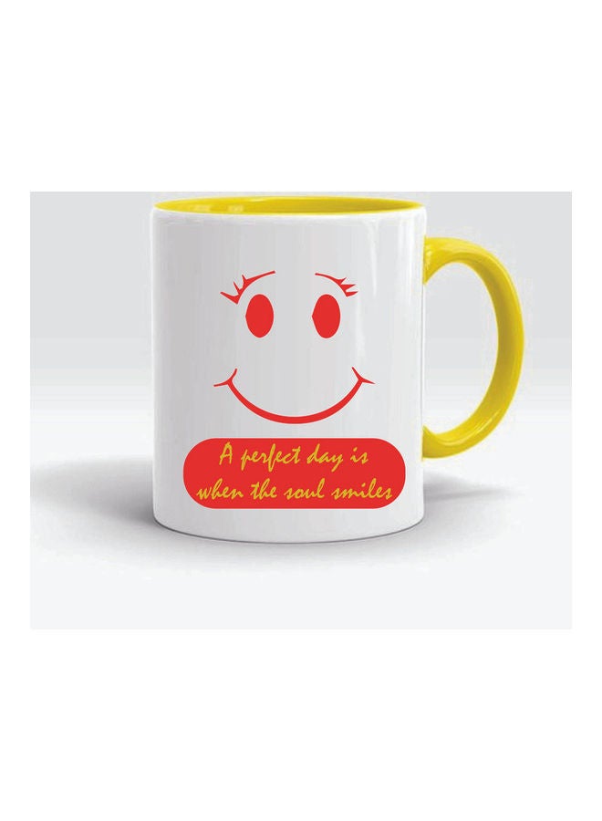 FBGenics A Perfect Day Is When The Soul Smiles Printed Ceramic Mug Yellow/White - Image 1