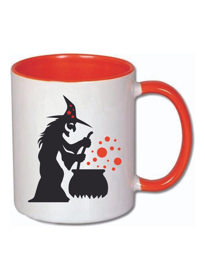 FBGenics Magic Witch Printed Ceramic Mug Orange/White - Image 1