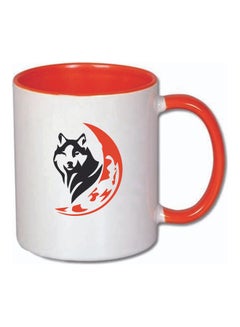 Wild Wolf And Moon Printed Ceramic Mug Orange/White - v1609687383/N43397839A_1