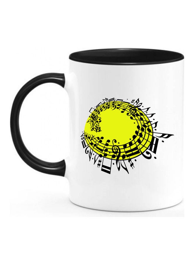 FBGenics Music Ceramic  Printed Mug Black/White/Yellow - Image 1