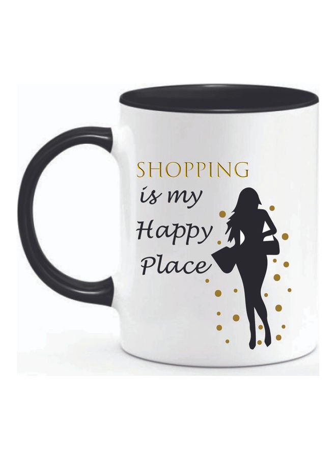 FBGenics Shopping Girl Ceramic  Printed Mug Black And White - Image 1