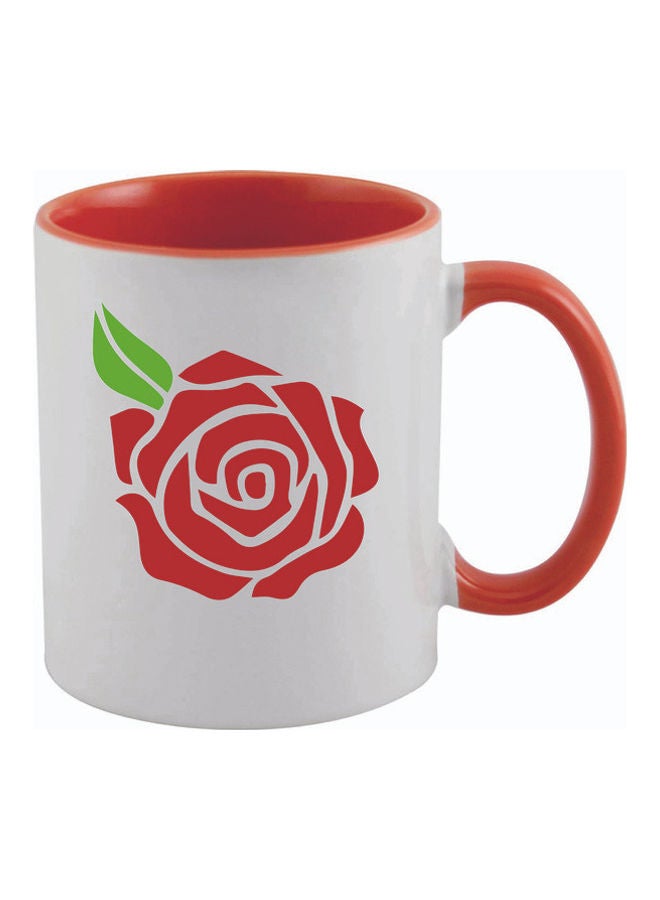 FBGenics Red rose Printed Ceramic Mug Red/White - Image 1