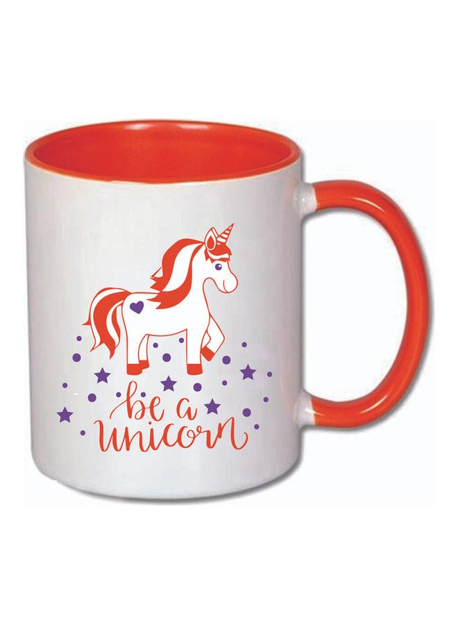 FBGenics Be A Unicorn Printed Ceramic Mug Red/White - Image 1