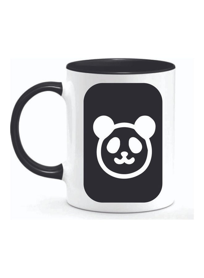 FBGenics White Panda Face Printed Ceramic Mug Black/White - Image 1