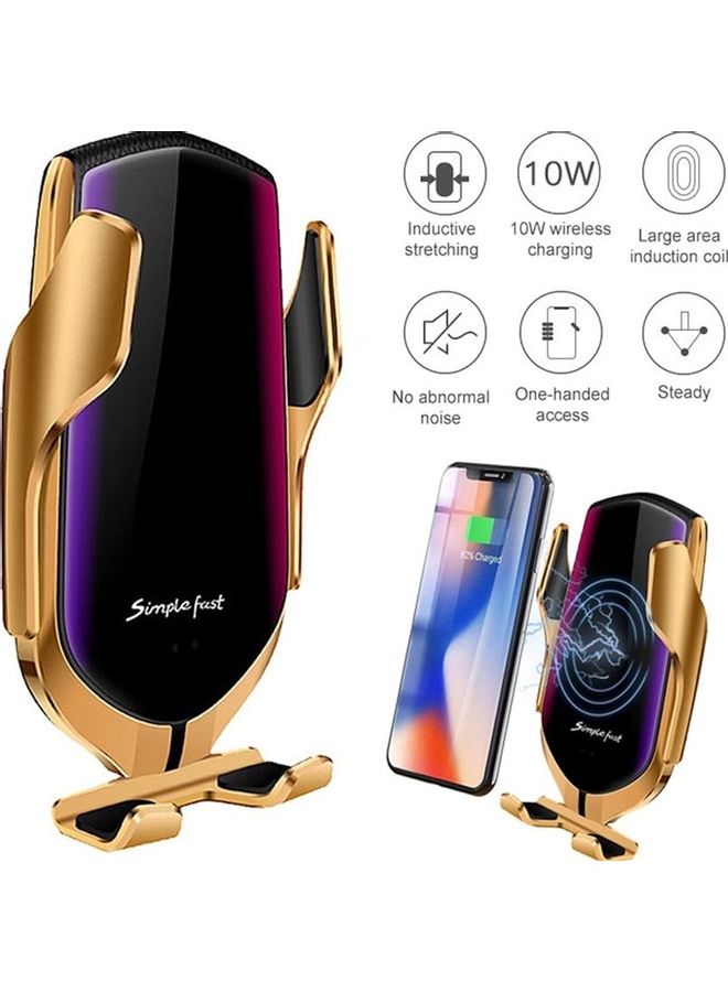 Generic - 10W Quick Car Wireless Charger Stand Gold - Image 1