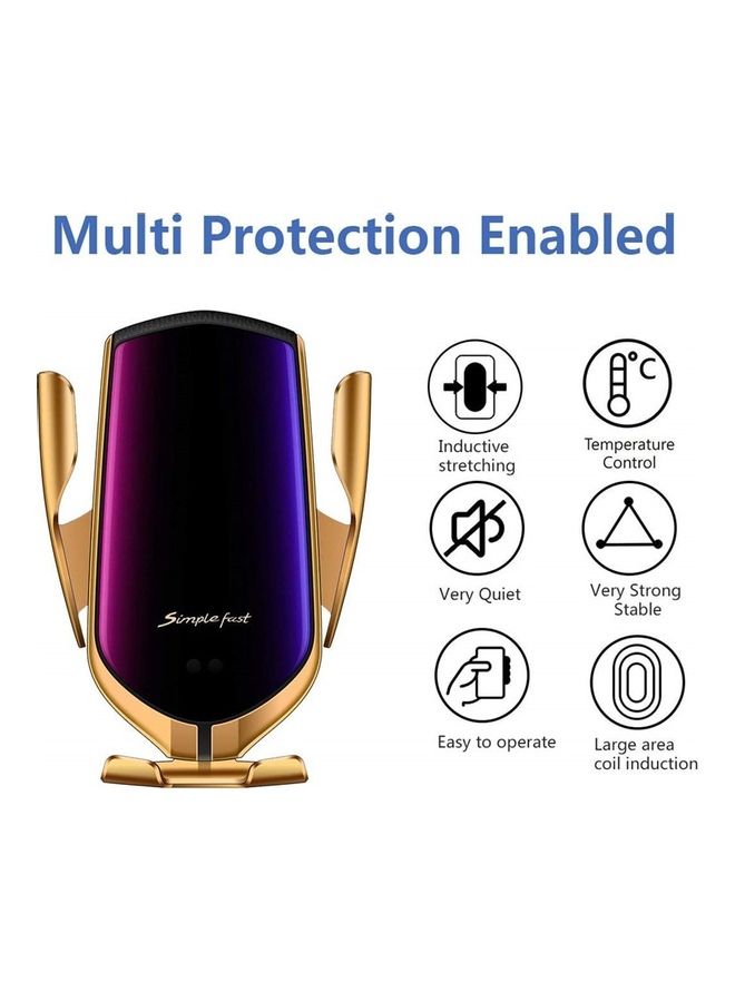 Generic - 10W Quick Car Wireless Charger Stand Gold - Image 1