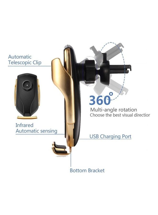 Generic - 10W Quick Car Wireless Charger Stand Gold - Image 1