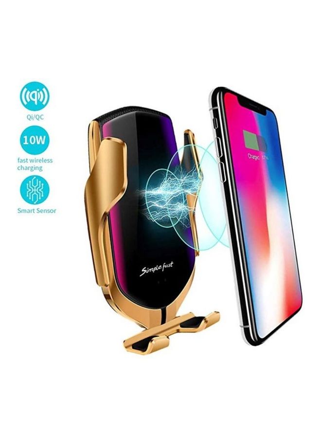Generic - 10W Quick Car Wireless Charger Stand Gold - Image 1