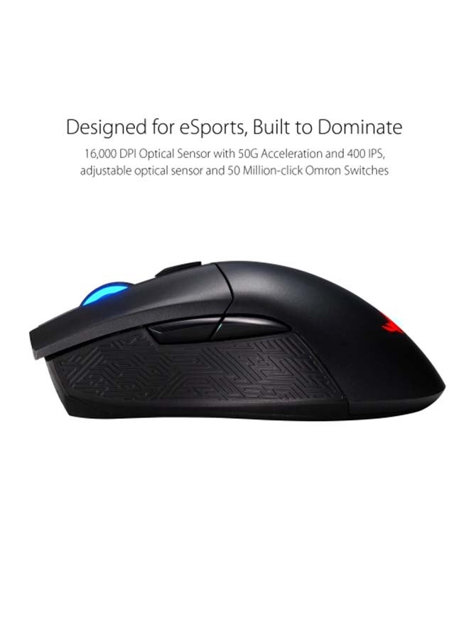 ASUS - ROG Gladius II Wireless Ergonomic RGB Gaming Mouse with dual 2.4GHz/Bluetooth Wireless Connectivity, Advanced 16000-DPI Sensor, ROG-Exclusive Switch Socket Design, and Aura Sync lighting - Image 1