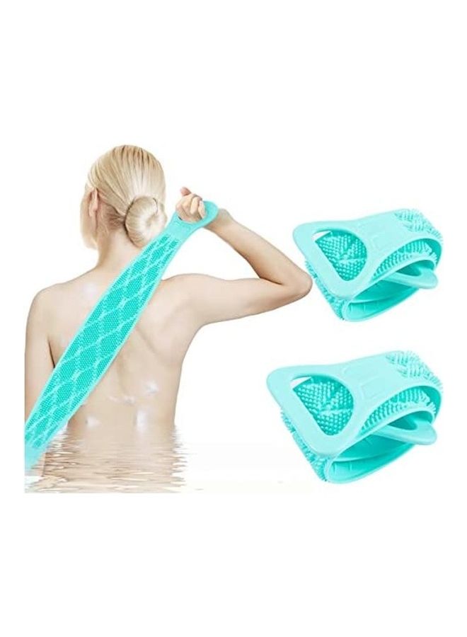 مادهوللي طقم مناشف استحمام من السيليكون لتنظيف الجسم مكون من قطعتين أخضر 38بوصة