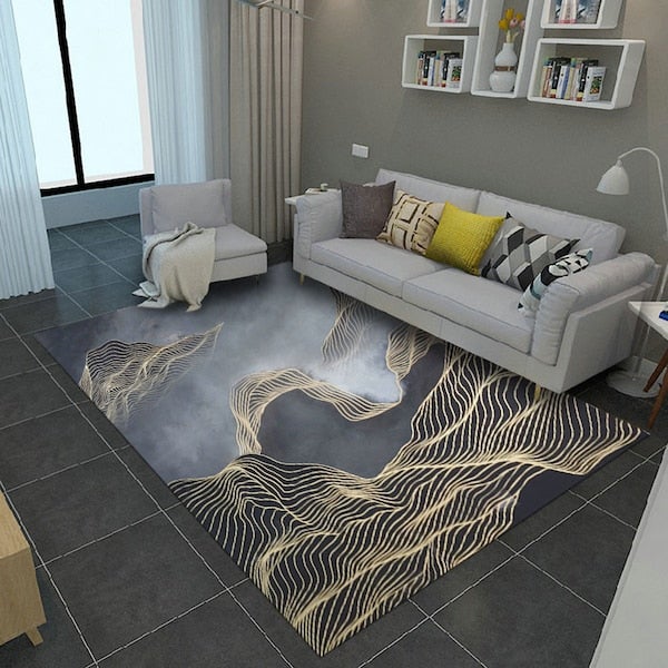 Living Room Modern Print Anti-Skidding Rectangle Rug Grey 40x60cm - Image 3