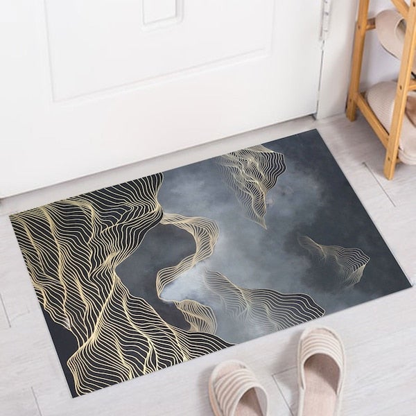 Living Room Modern Print Anti-Skidding Rectangle Rug Grey 40x60cm - Image 4