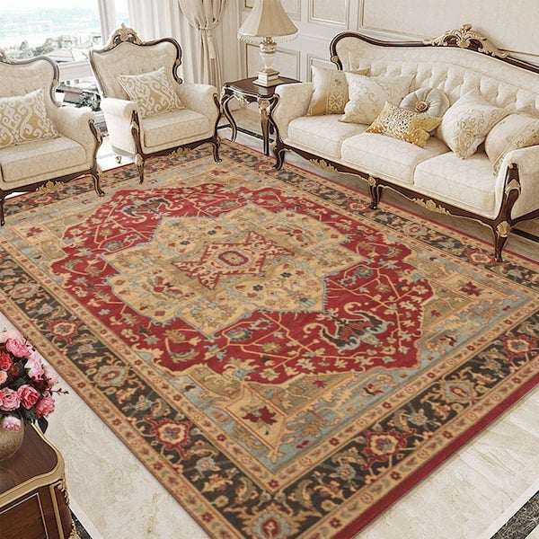 Home Rug Floral Print Living Room Bedroom Carpet, Synthetic Fibre, Rectangle multicolour 60*90(W*L)cm - Image 2