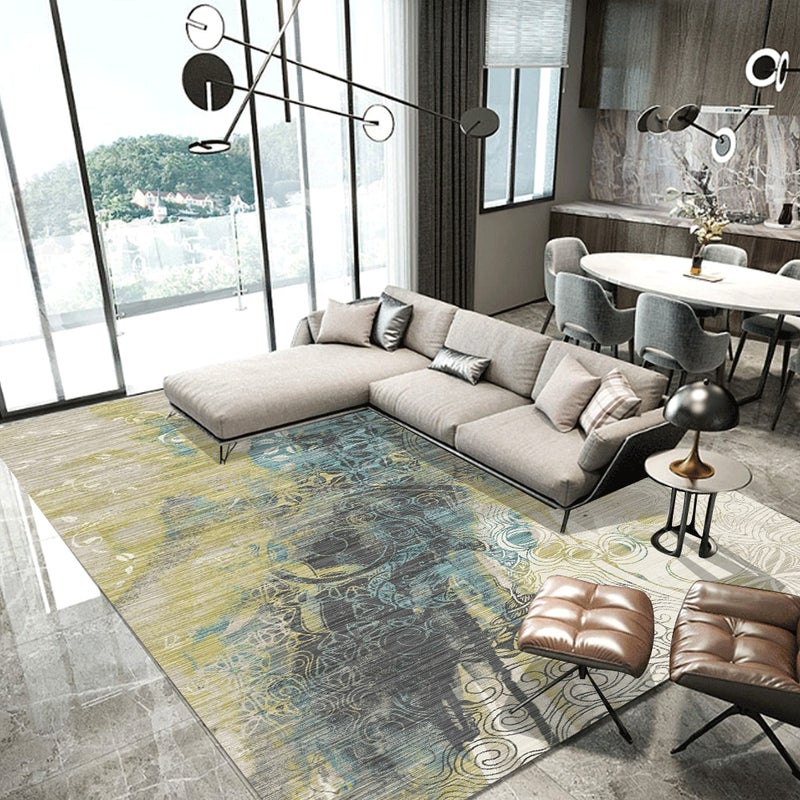 Non-Slip Living Room Bedroom Floor Mat, Synthetic Fibre, Rectangle multicolour 60*90(W*L)cm  - Image 1