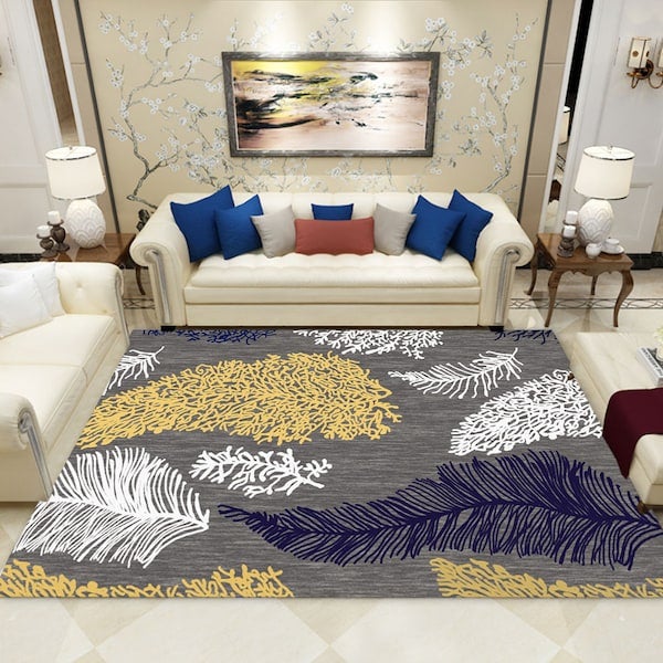 سجادة منزلية مضادة للانزلاق بتصميم عصري على شكل ورقة شجر متعدد الألوان 40*60(W*L)cmسم - Image 3