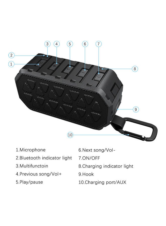Portable Bluetooth 4.2 Wireless Speaker Black - Image 5
