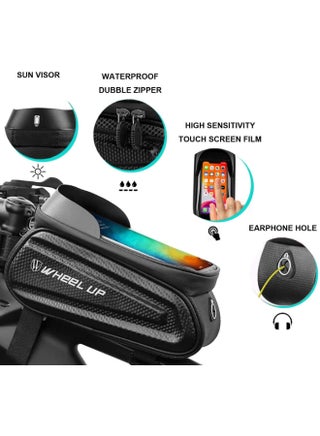 Waterproof Pouch Bike Bag Bicycle Bag Front Handlebar Frame, Touch Screen Mobile Phone Mount Holder Basket with Storage up to 7" - view 2