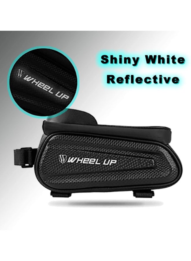 wheel up - Waterproof Pouch Bike Bag Bicycle Bag Front Handlebar Frame, Touch Screen Mobile Phone Mount Holder Basket with Storage up to 7" - Image 1