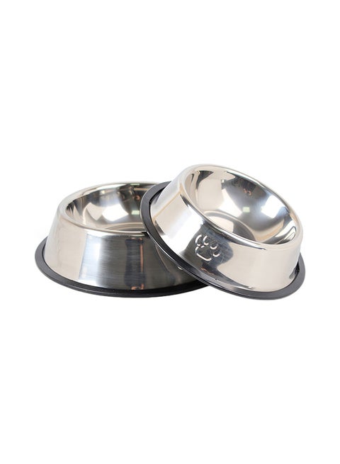 Anti-Skid Thickening Feeding Supplies Pet Bowl Silver 18x18x4.5cm