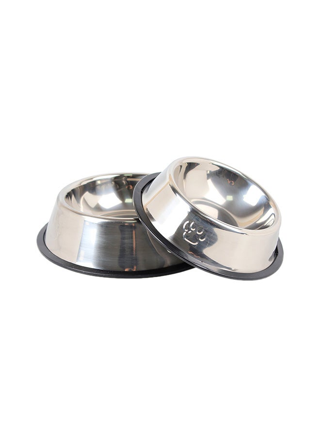 Anti-Skid Thickening Feeding Supplies Pet Bowl Silver 15.5x11.5x4cm - Image 1