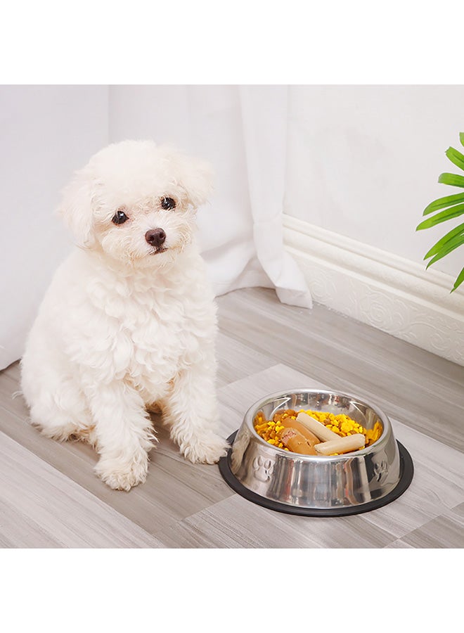 Anti-Skid Thickening Feeding Supplies Pet Bowl Silver 15.5x11.5x4cm - Image 4
