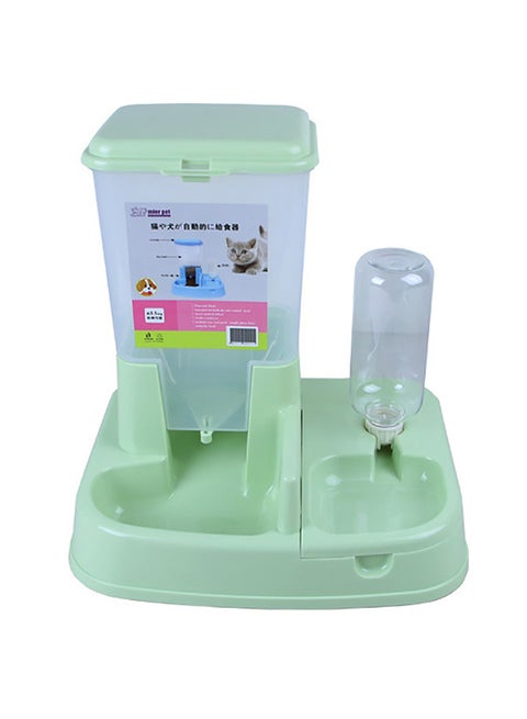 Automatic Pet Dog Food And Water Dispenser Green 26x28x35cm