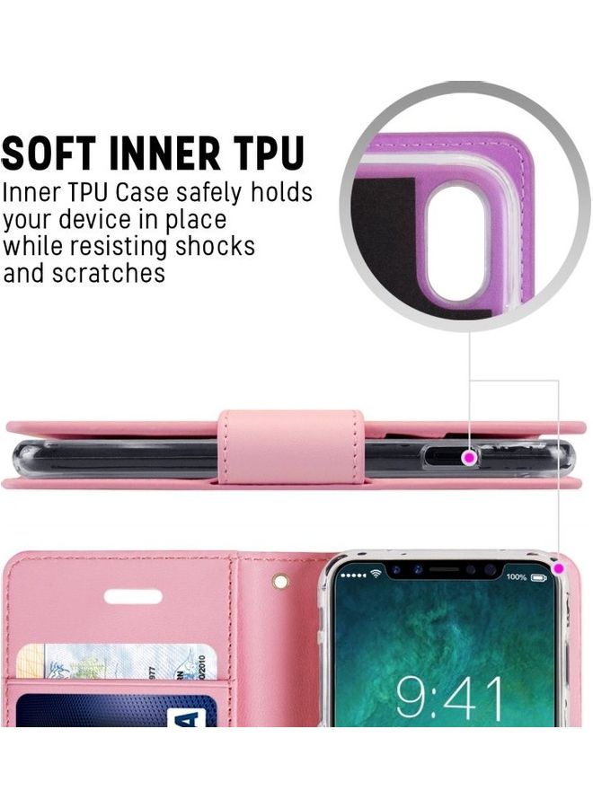 GOOSPERY iPhone 12 Pro Max  Leather Protection Flip Cover Wallet Stand Case Pink  - Image 5