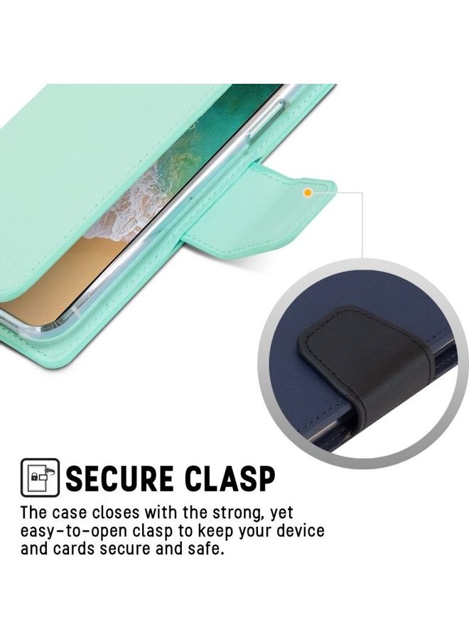 GOOSPERY iPhone 12 Mini  Leather Protection Flip Cover Wallet Stand Case Turquoise - Image 3