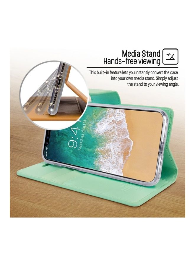 GOOSPERY iPhone 12 Mini  Leather Protection Flip Cover Wallet Stand Case Turquoise - Image 4