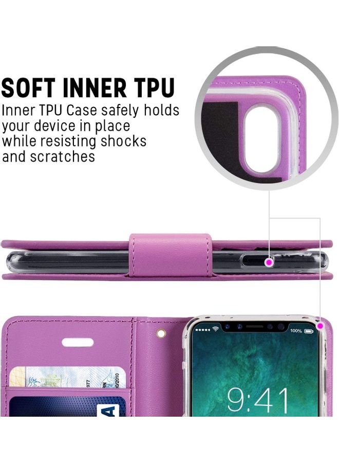 GOOSPERY iPhone 12 Mini Leather Protection Flip Cover Wallet Stand Case Purple  - Image 5