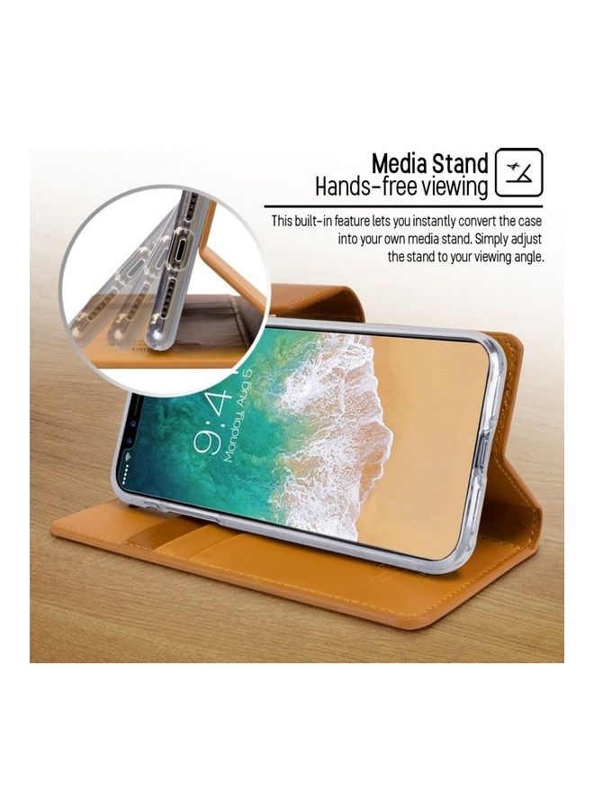 GOOSPERY iPhone 12 Pro Max  Leather Protection Flip Cover Wallet Stand Case Light Brown  - Image 4