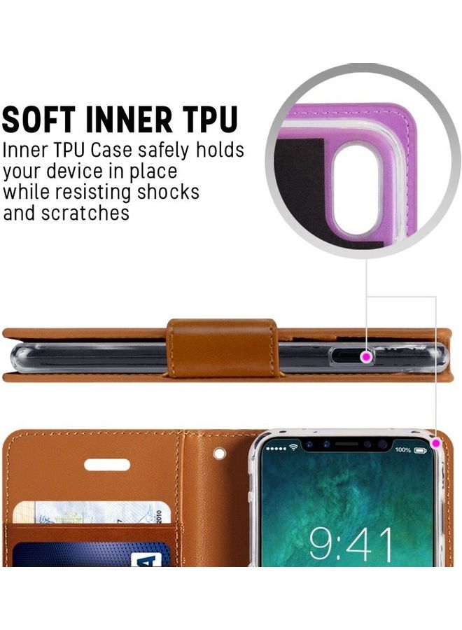 GOOSPERY iPhone 12 Pro Max  Leather Protection Flip Cover Wallet Stand Case Light Brown  - Image 5