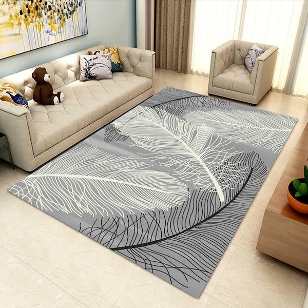 3D Printed Modern Soft Living Room Floor Rug Carpet Synthetic Fibre Multicolour - Image 4