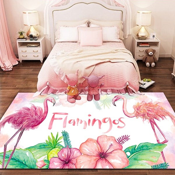 1-Piece Flamingo Patterned Fresh Lovely Rectangular Carpet Pink 60x90cm - Image 4