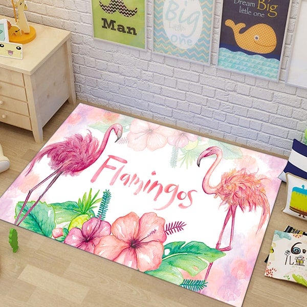 1-Piece Flamingo Patterned Fresh Lovely Rectangular Carpet Pink 60x90cm - Image 2