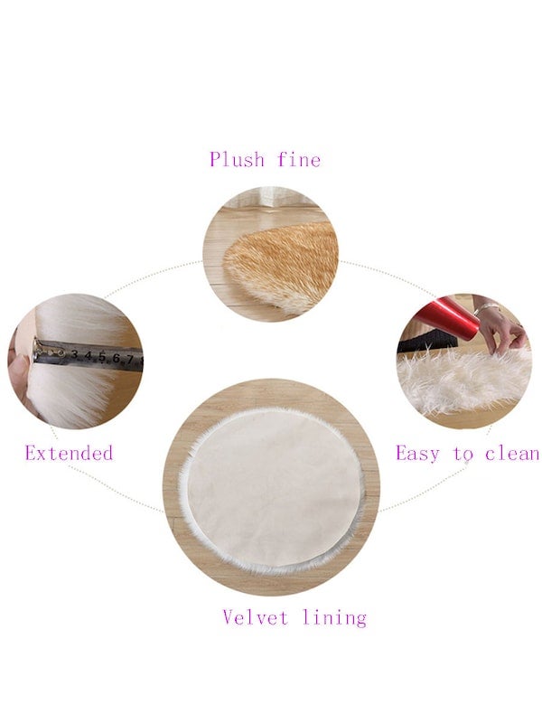 1-Piece Plain Style Round Shape Comfortable Soft Floor Rug Carpet White 45x45cm - Image 5